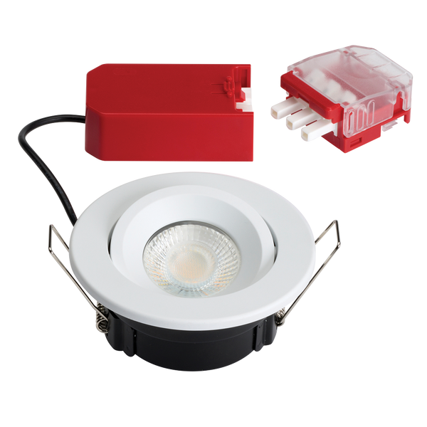 Red Arrow SR/T/W Stellar Tilt Fire Rated Downlight IP65 White 6W 4CCT 2700/3000/4000/6000K