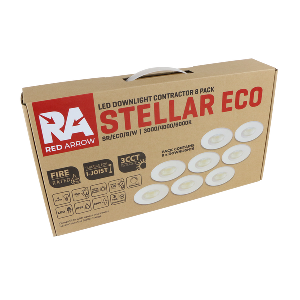 Red Arrow SR/ECO/8/W Stellar ECO 8 Pack Fire Rated Downlight 6W 3CCT