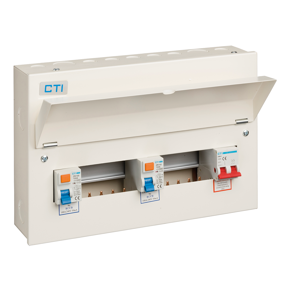 16 Way Consumer Unit with 100A Mains Isolator & 2 x 100A Type A RCD