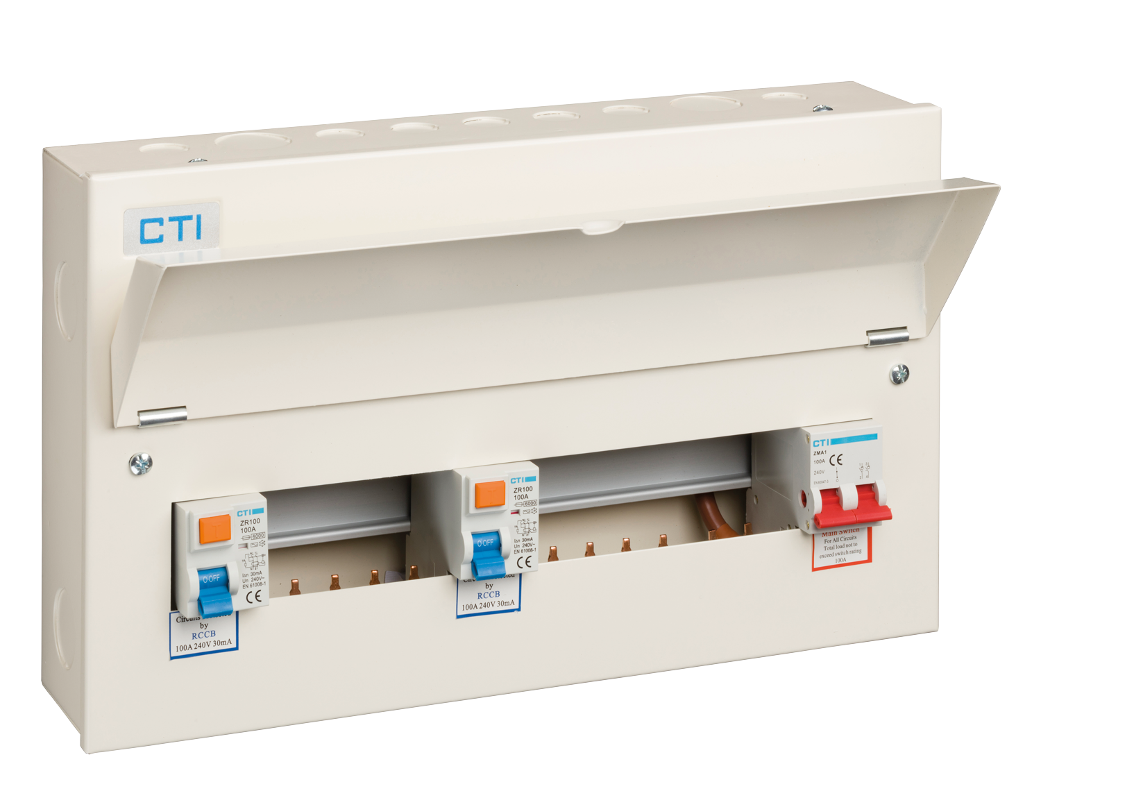 18 Way Consumer Unit with 100A Mains Isolator & 2 x 100A Type A RCD