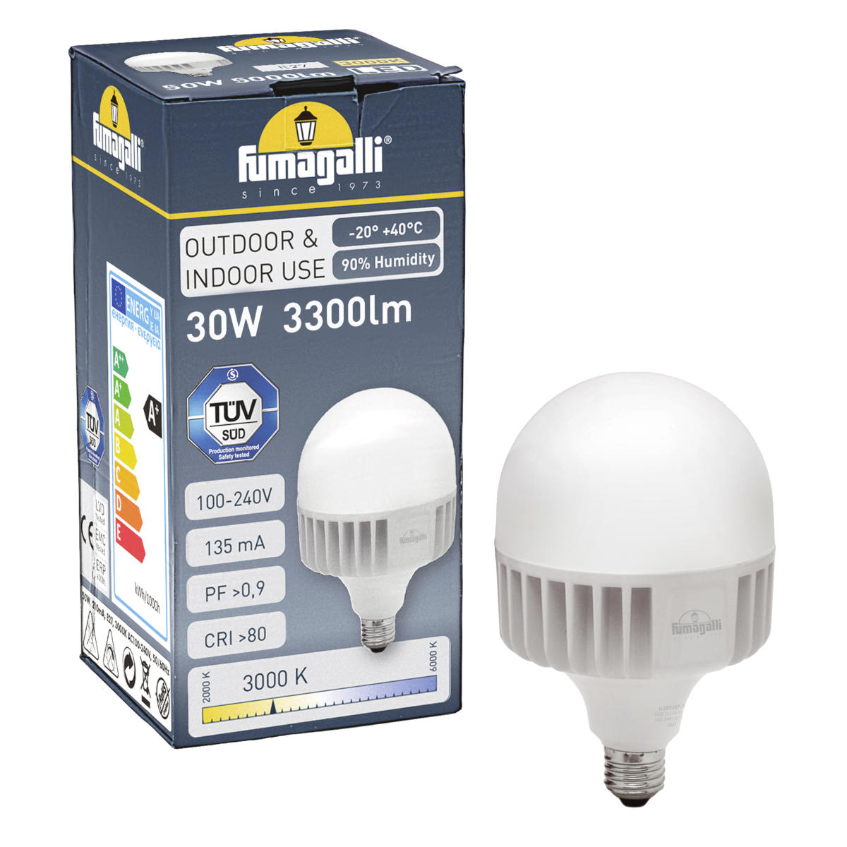 Fumagalli Asbac 30W E27 LED High Power Lamp 4000K 3300lm H2.LED.HIP.4K