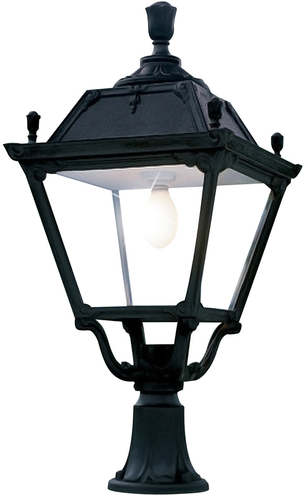 Fumagalli Asbac Elia Lot 80W LED Pedestal Lantern Bk Assembled Q45.113.AY.D8L.M