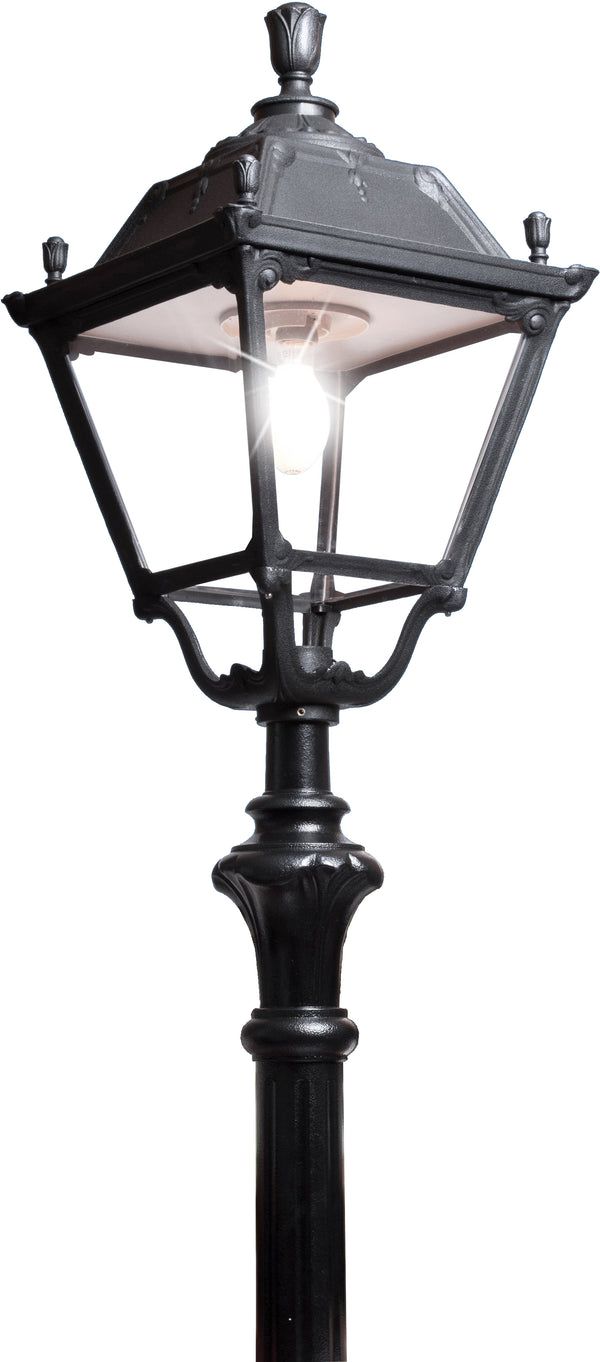 Fumagalli Asbac Elia Tabor 56W LED Opal Post Lantern Bk Assembled Q45.205.AY.C8L.M