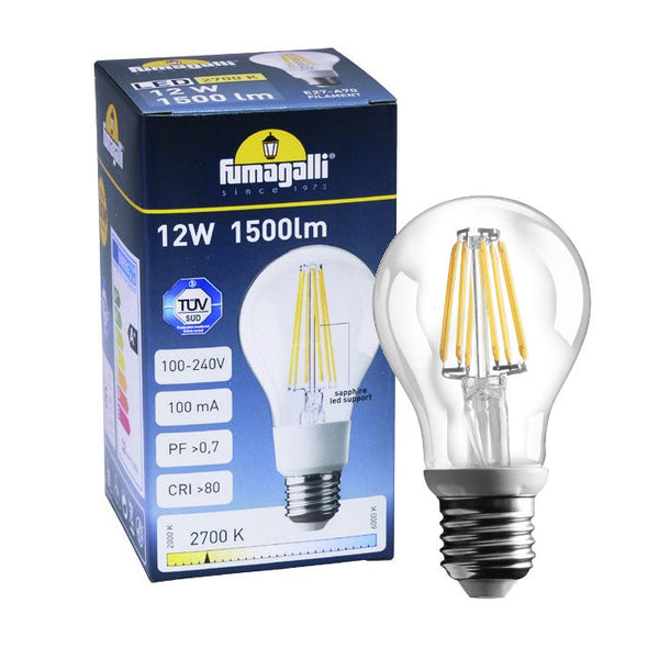 Fumagalli Asbac 12W E27 LED Filament Lamp 2700K 1500lm H3.LED.FIL.3K