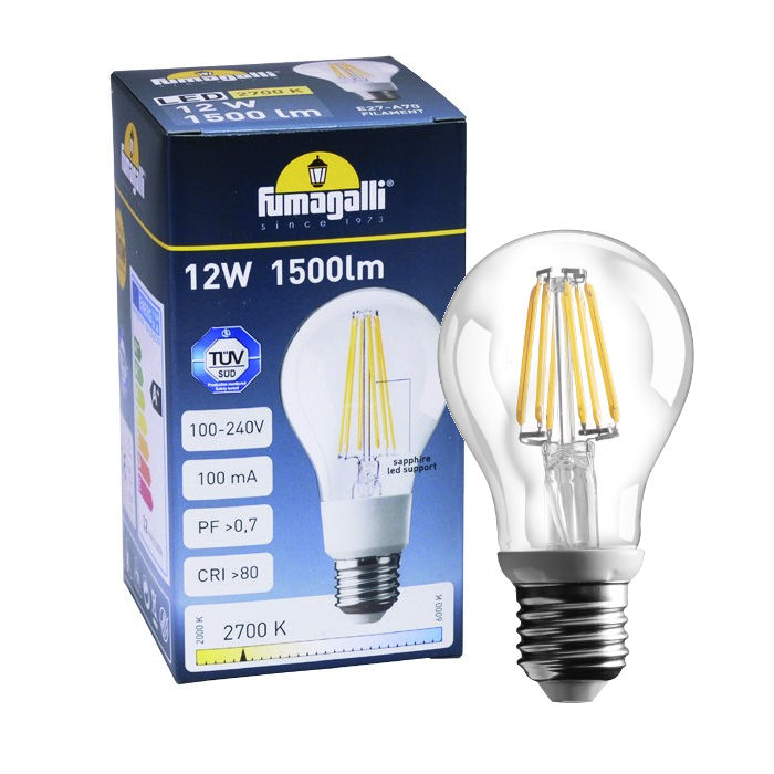 Fumagalli Asbac 12W E27 LED Filament Lamp 4000K 1500lm H3.LED.FIL.4K