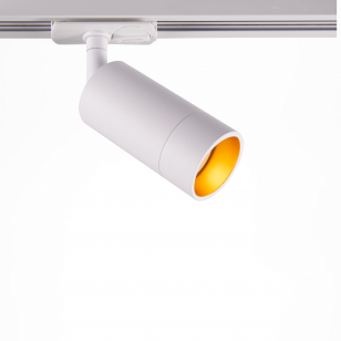 Shooter GU10 - Single Circuit Track Light Matt White With Gold Baffle