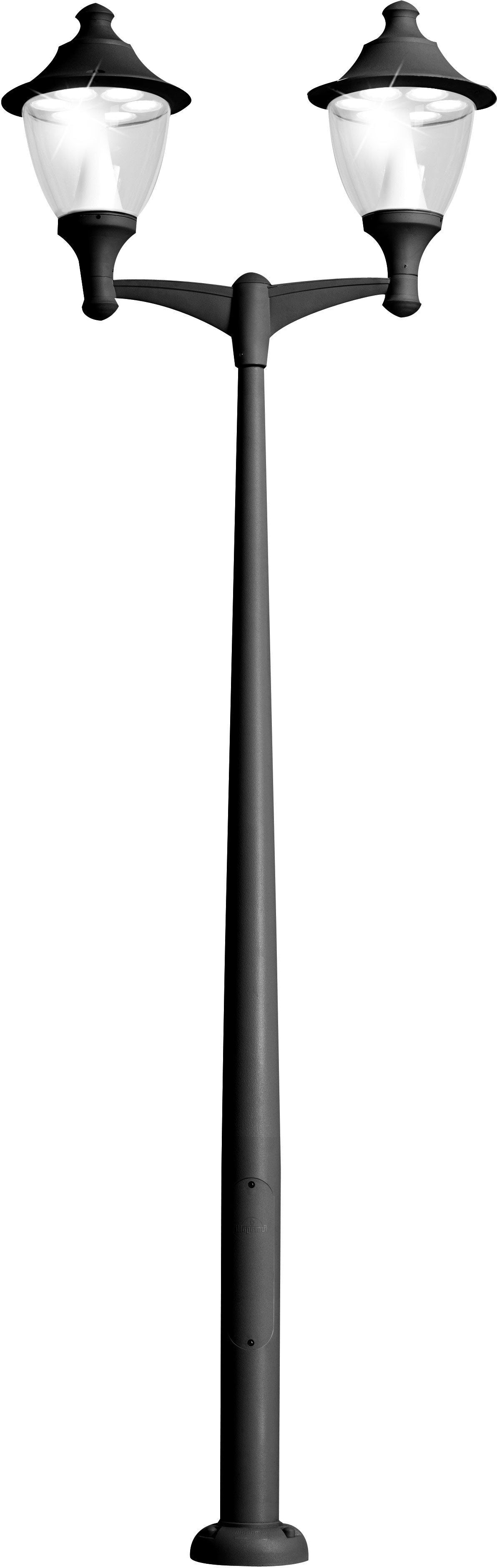 Fumagalli Asbac Gino 400 Akille3.5m MidiPilar 2 x 42W LED Twin Head Post Assembled F50.418.A20.AX.C6L.M