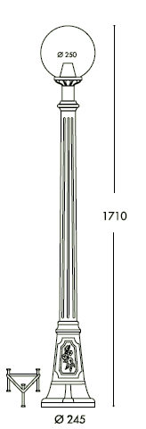 Fumagalli Asbac Globe 250 Artu 6W 3K LED Opal Post Black G25.158.AY.F1R