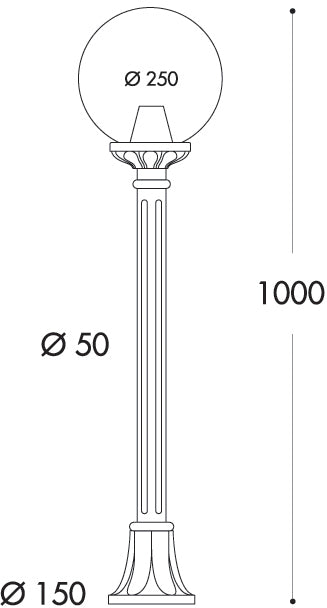 Fumagalli Asbac Globe 250 Mizar E27 Opal Post Bk G25.151.AY.E27