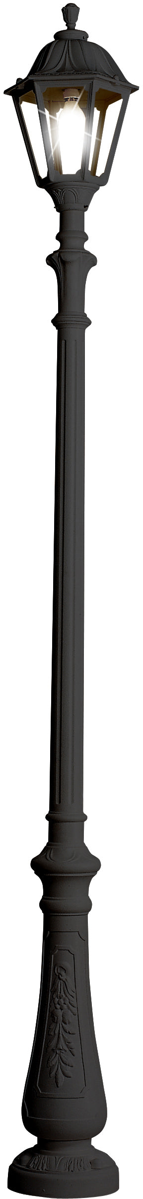 Fumagalli Asbac Noemi Nebo 21W LED Opal Post Lantern Bk Assembled E35.202.AY.C3L.M