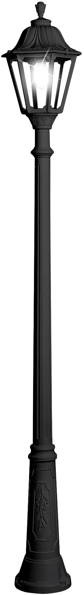 Fumagalli Asbac Noemi Ricu 21W LED Opal Post Lantern Bk Assembled E35.157.AY.C3L.M