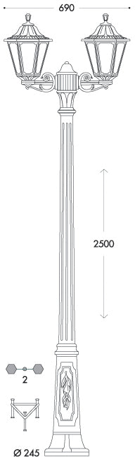 Fumagalli Asbac Rut Ricu-Bisso 2x6W LED Twin Head Post Black E26.157.S20.AX.F1R