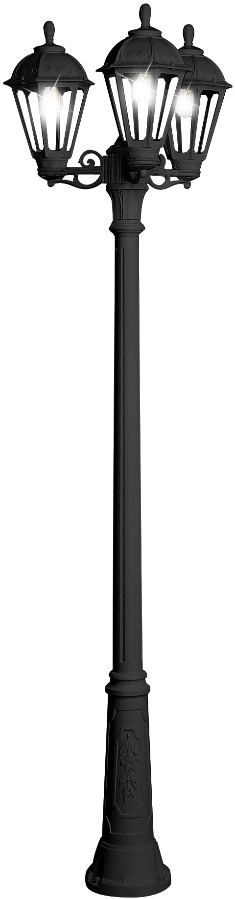 Fumagalli Asbac Salem Ricu-Bisso 3x6W LED Triple Head Post Black K26.157.S30.AX.F1R