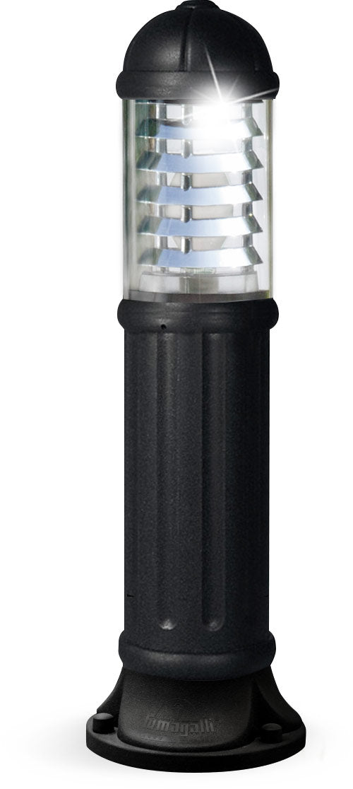 Fumagalli Asbac Sauro 800mm 12W LED Bollard Black c/w Alumin Louvre D15.554.AX.N1L.FC1