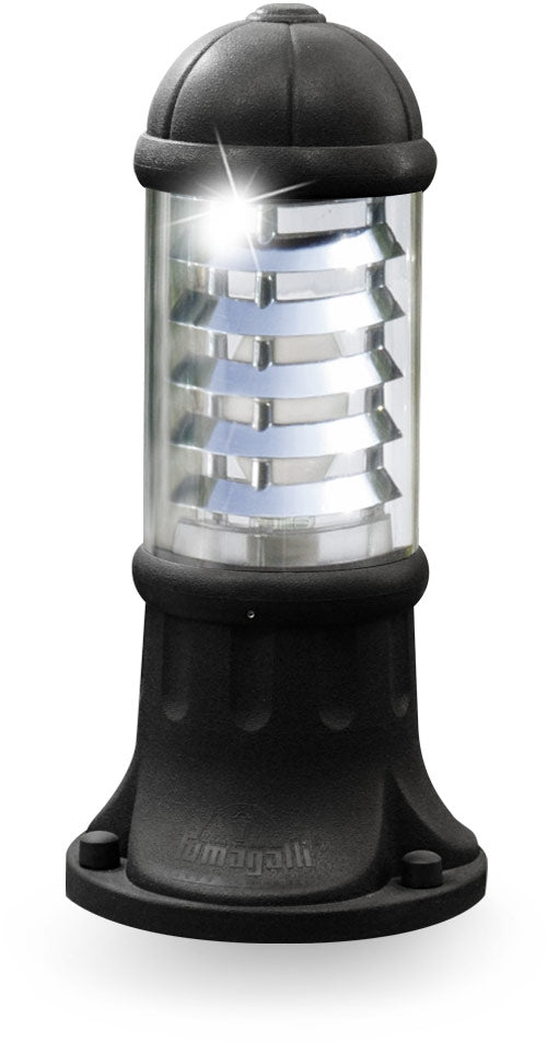 Fumagalli Asbac Sauro 500mm 12W LED Bollard Black c/w Alumin Louvre D15.553.AX.N1L.FC1