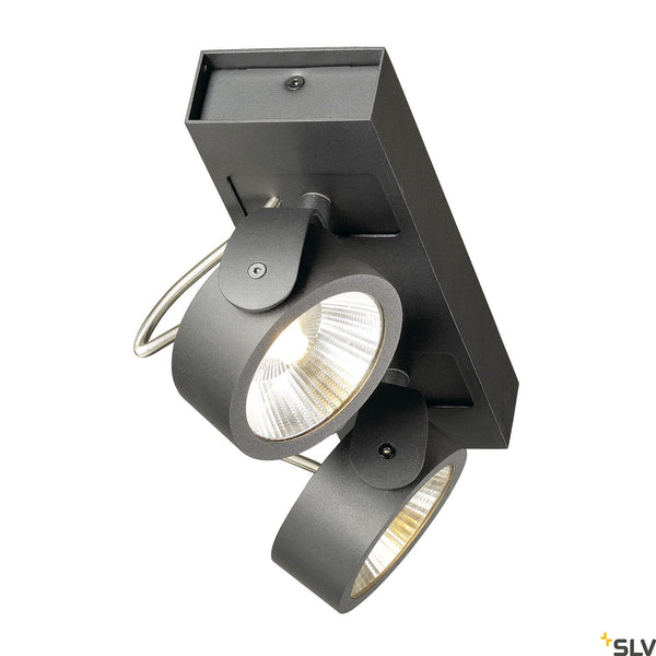 SLV KALU LED 2 Wall and Ceiling luminaire, black, 3000K, 60° 1000129
