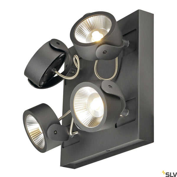 SLV KALU LED 4 Wall and Ceiling luminaire, square, black, 3000K, 60° 1000135