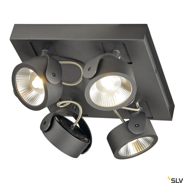 SLV KALU LED 4 Wall and Ceiling luminaire, square, black, 3000K, 60° 1000135