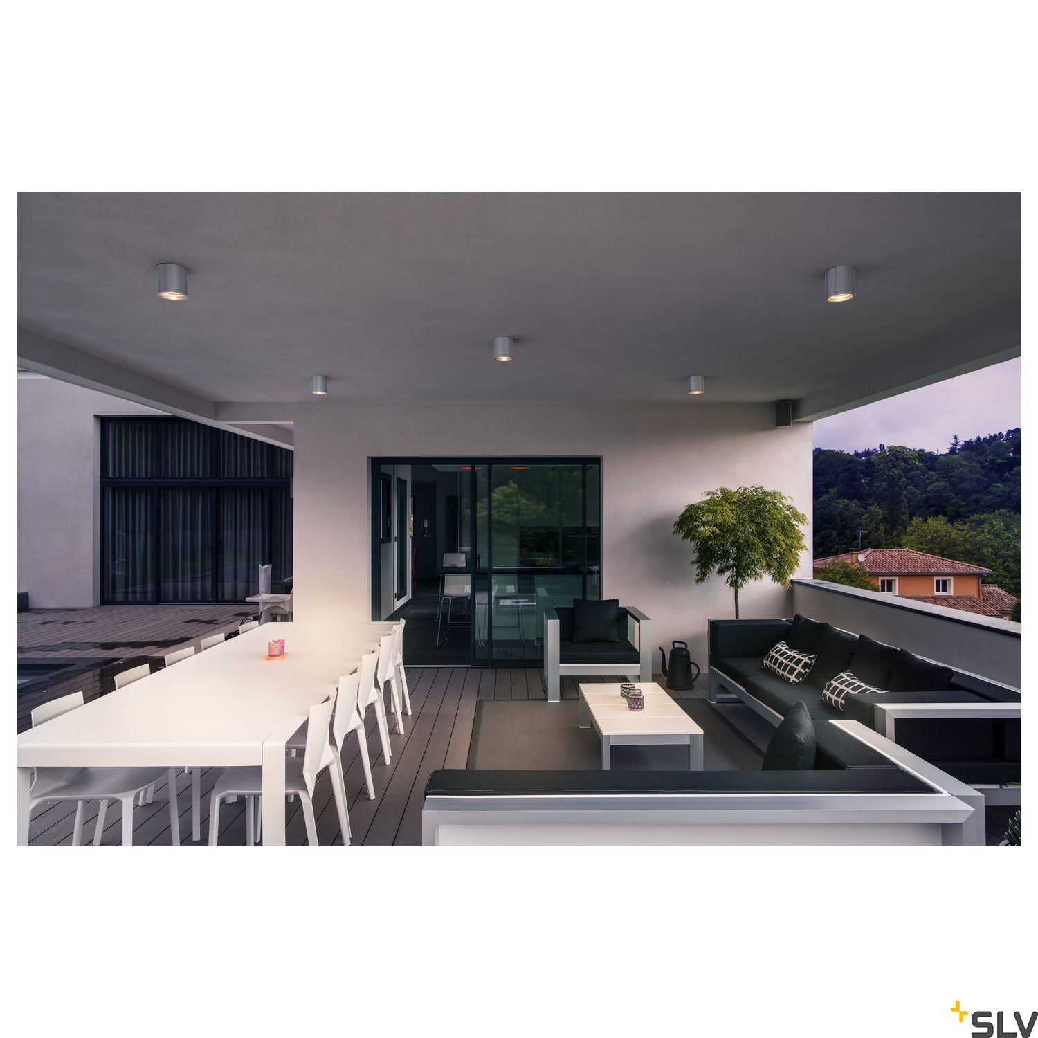 SLV ROX CEILING OUT, QPAR11, Outdoor Ceiling luminaire, alu brushed, max. 50W, IP44 1000332