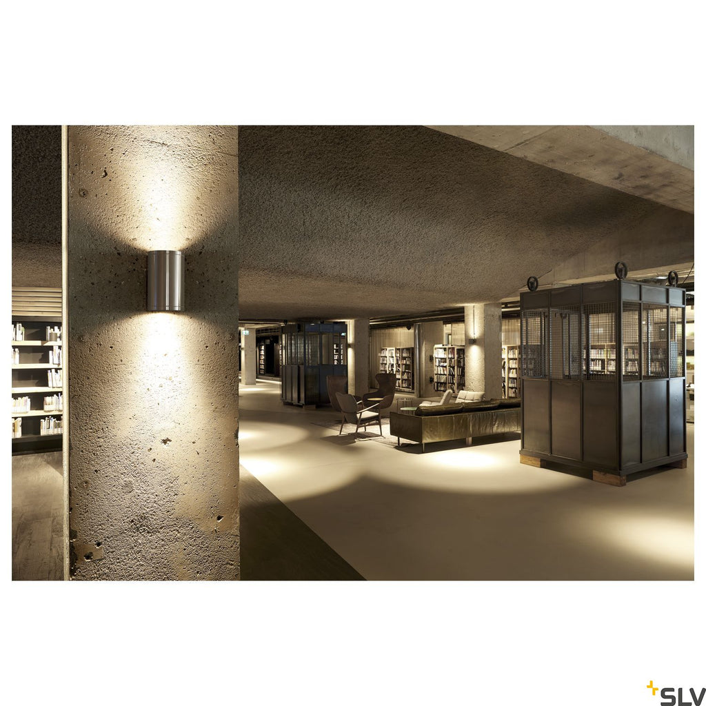 SLV ROX WALL OUT UP/DOWN, QPAR11, Outdoor Wall luminaire, alu brushed, max. 2x50W, IP44 1000334