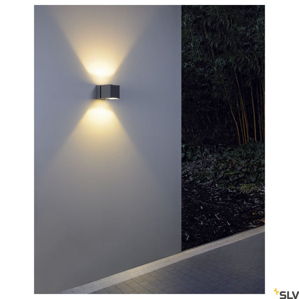 SLV SQUARE TURN, QT14, Outdoor Wall luminaire, silvergrey, max. 42W, IP44 1000335