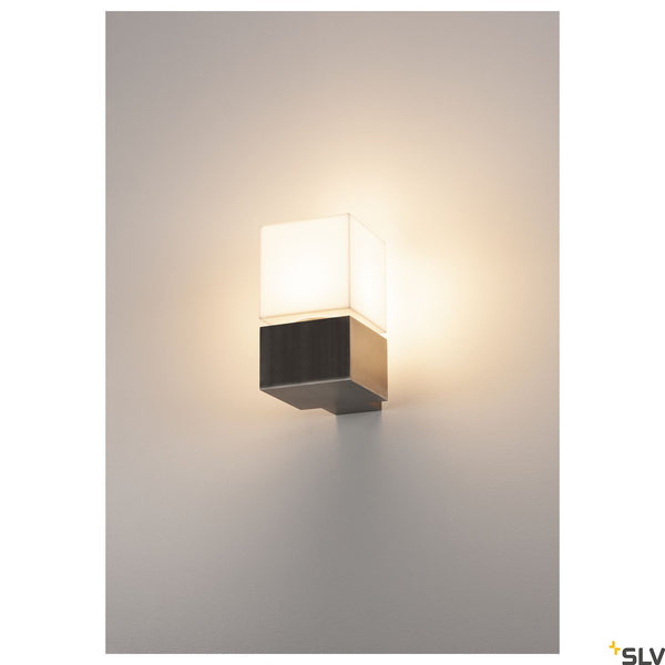 SLV SQUARE WALL, E27, Outdoor Wall luminaire, stainless steel 304, max. 20W, IP44 1000336