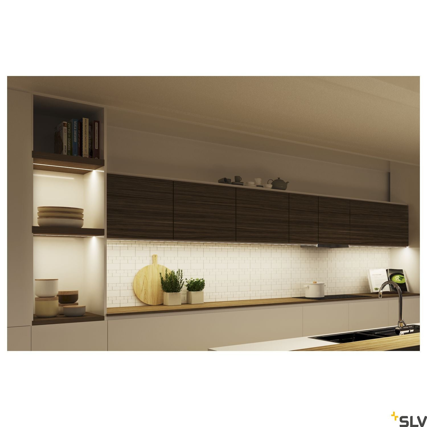 SLV GRAZIA 10 LED Surface profile, flat, grooved, 2m, black 1000462