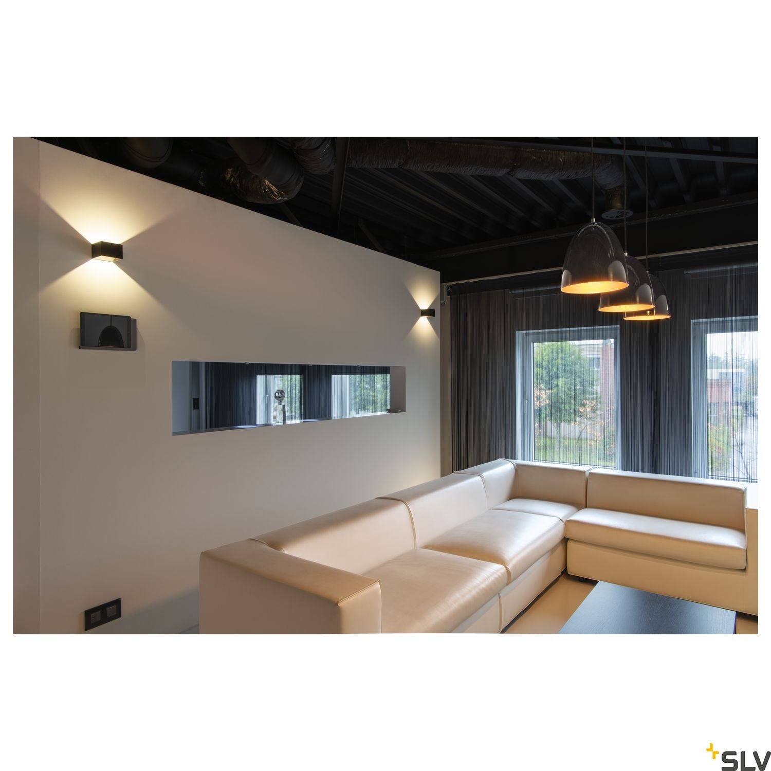 SLV LOGS IN LED Wall luminaire, black/brass, 2000K-3000K Dim to Warm 1000638