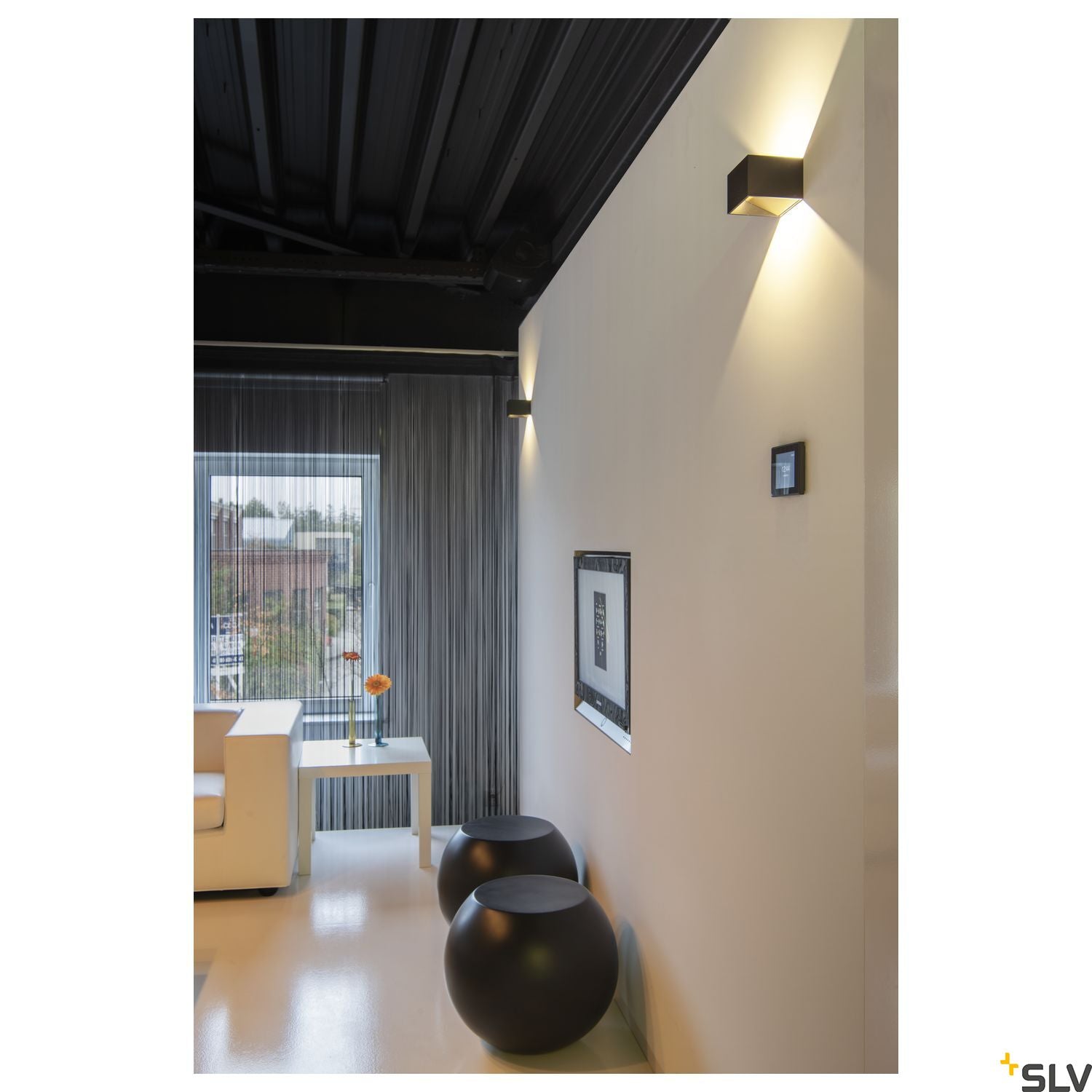 SLV LOGS IN LED Wall luminaire, black/brass, 2000K-3000K Dim to Warm 1000638