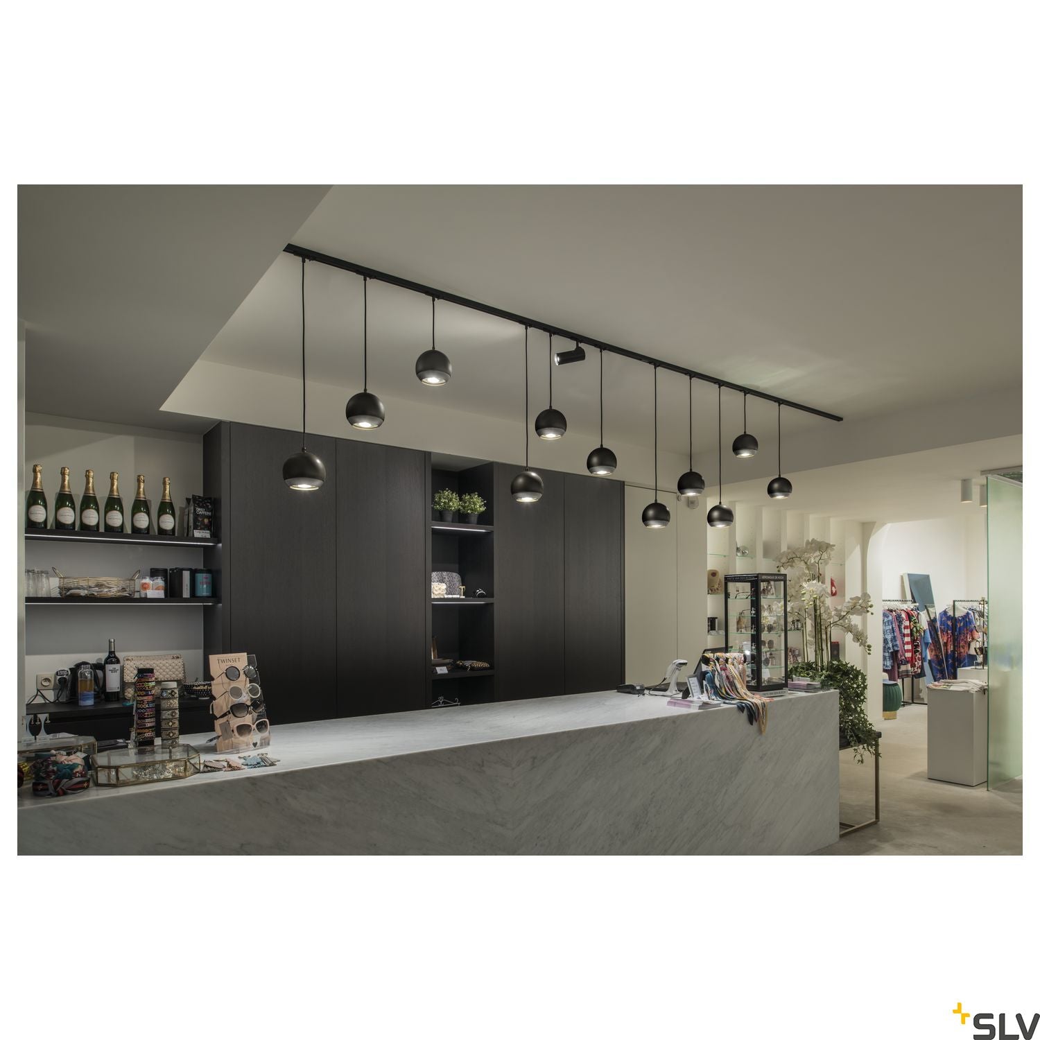 SLV HELIA 50 LED Spot for 1 circuit High-voltage Track System, 3000K, black, 35°, incl. 1 circuit adapter 143580