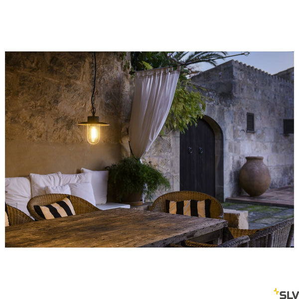 SLV MOLAT E27 Outdoor Pendant luminaire, anthracite, max. 60W, IP44 1000821