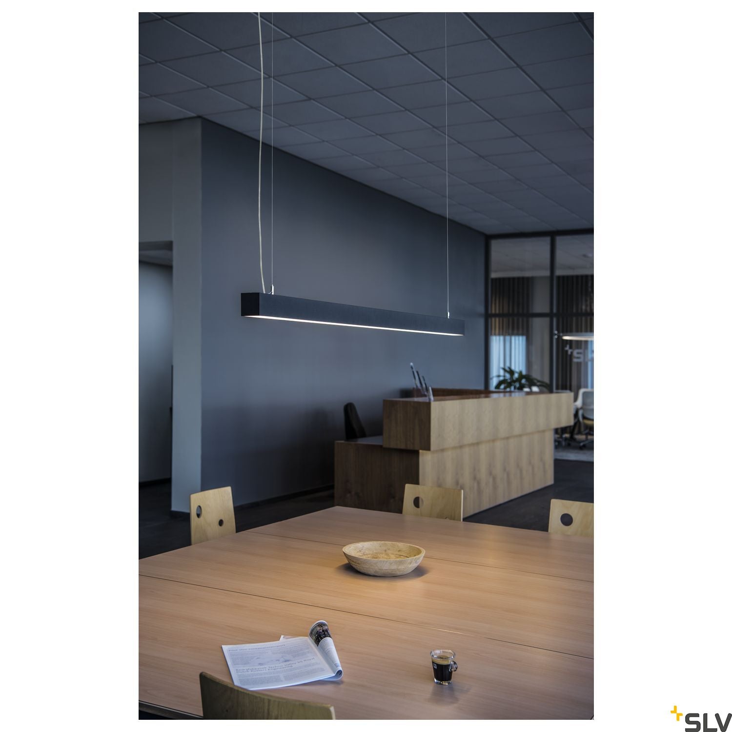 SLV Q-LINE DALI SINGLE LED, pendant, dimmable, 1500mm, black 1001309