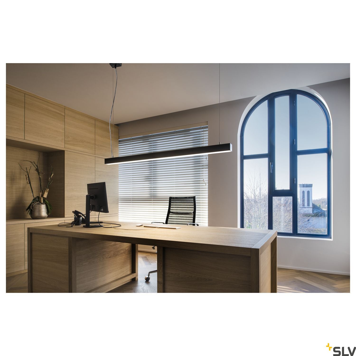 SLV Q-LINE DALI SINGLE LED, pendant, dimmable, 1500mm, black 1001309