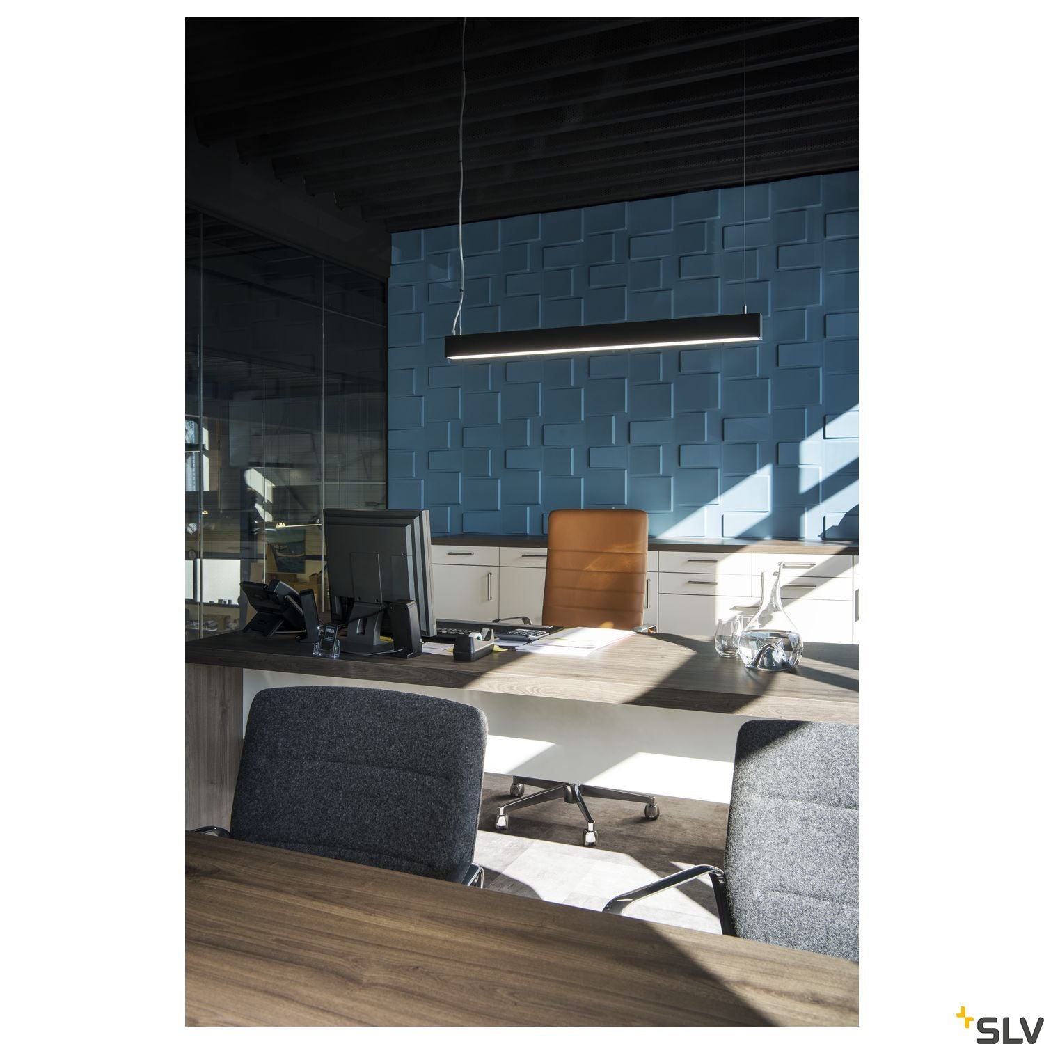 SLV GLENOS pendant, matt black, 1m, 52W, 4000K 1001403