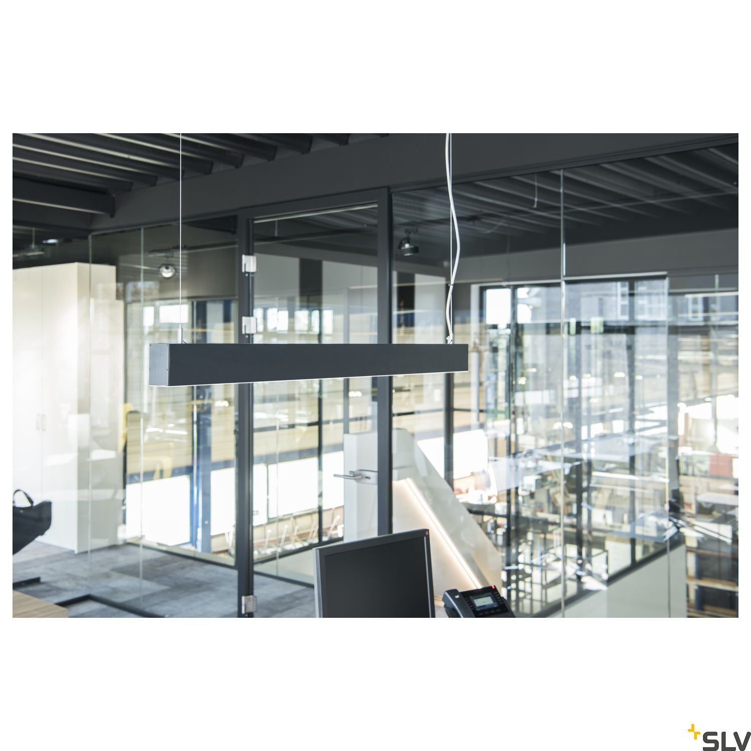 SLV GLENOS pendant, matt black, 1m, 52W, 4000K 1001403
