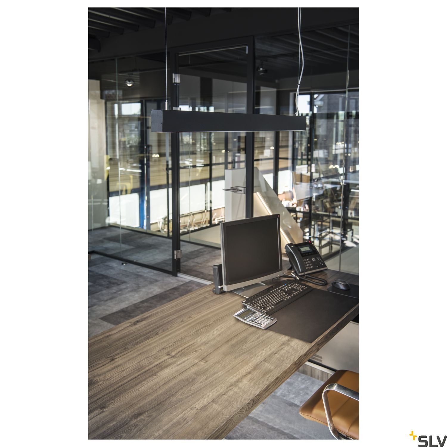 SLV GLENOS pendant, matt black, 1m, 52W, 4000K 1001403