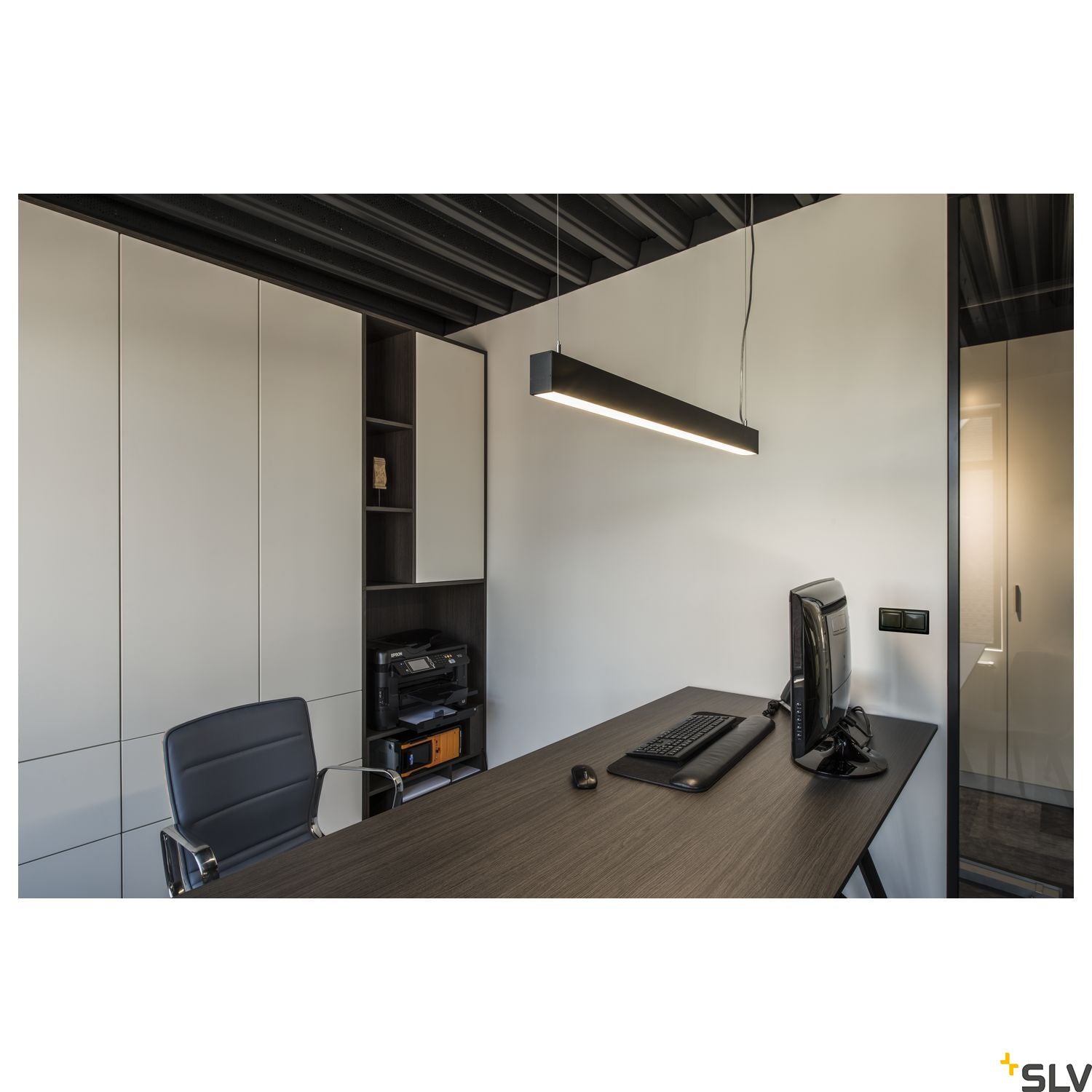 SLV GLENOS pendant, matt black, 1m, 52W, 4000K 1001403