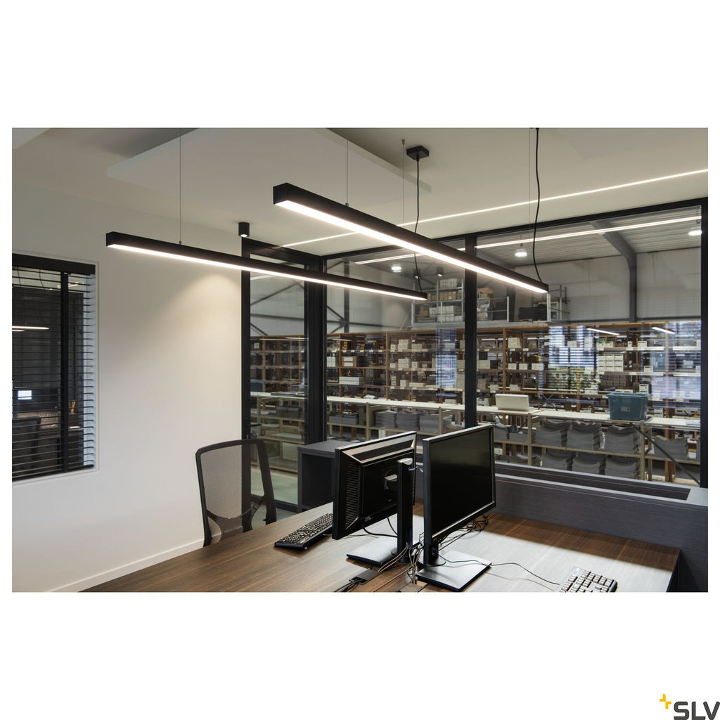 SLV GLENOS pendant, matt black, 2m , 103W, 3000K 1001406