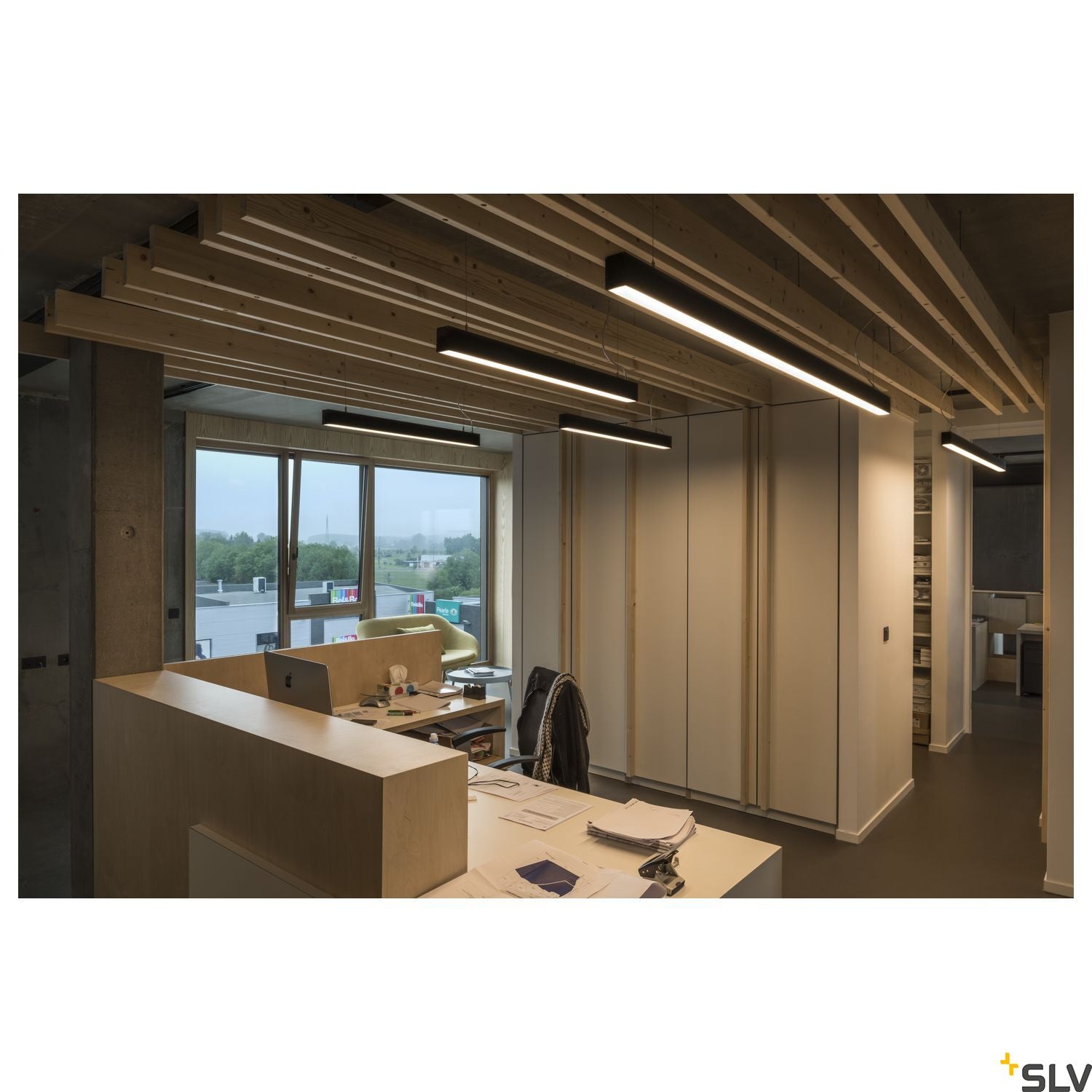 SLV GLENOS pendant, matt black, 2m , 103W, 4000K 1001409