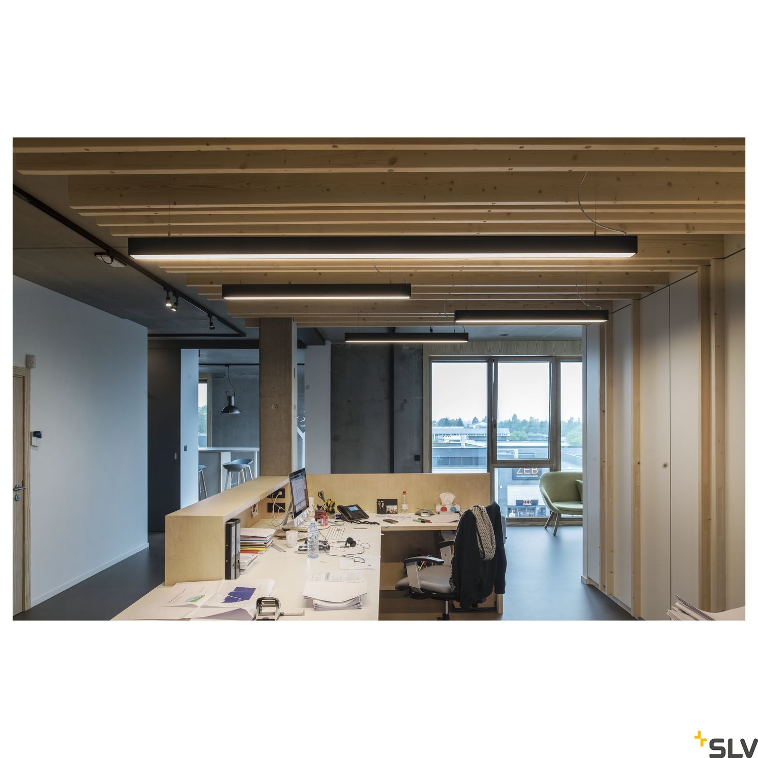 SLV GLENOS pendant, matt black, 2m , 103W, 4000K 1001409