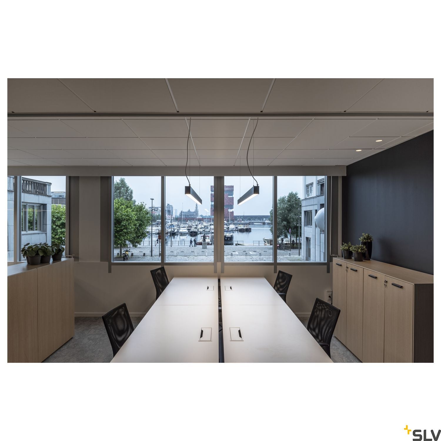 SLV GLENOS pendant, matt black, 2m , 103W, 4000K 1001409