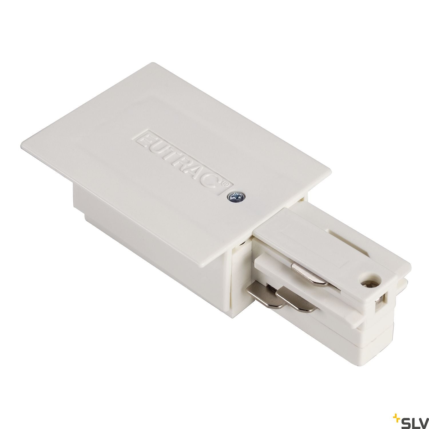 SLV EUTRAC feed-in for 3-circuit recessed track, traffic white, earth right 1001534
