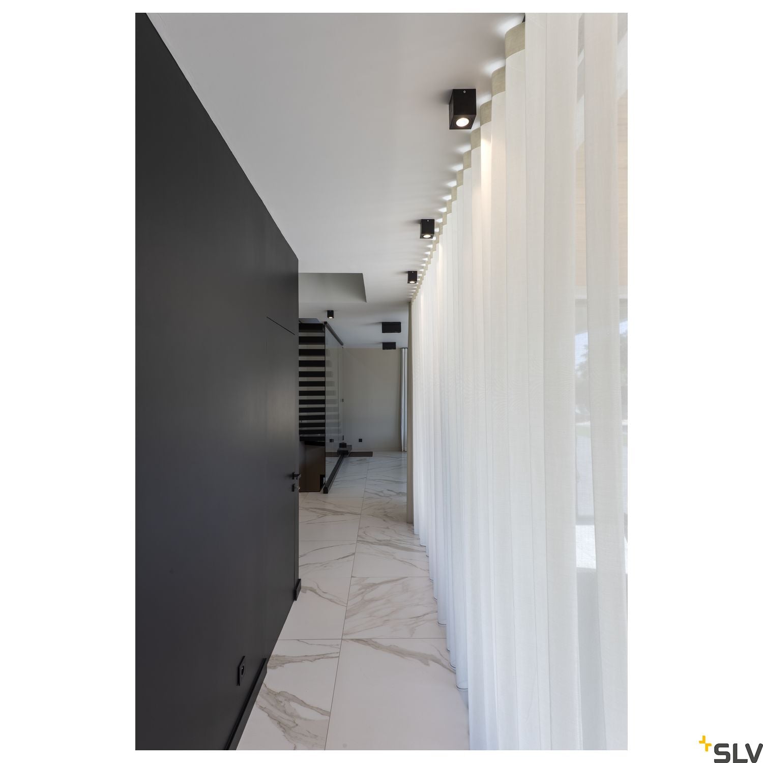 SLV TRILEDO CL, indoor surface-mounted ceiling light, QPAR51, black, max 10W 1002013