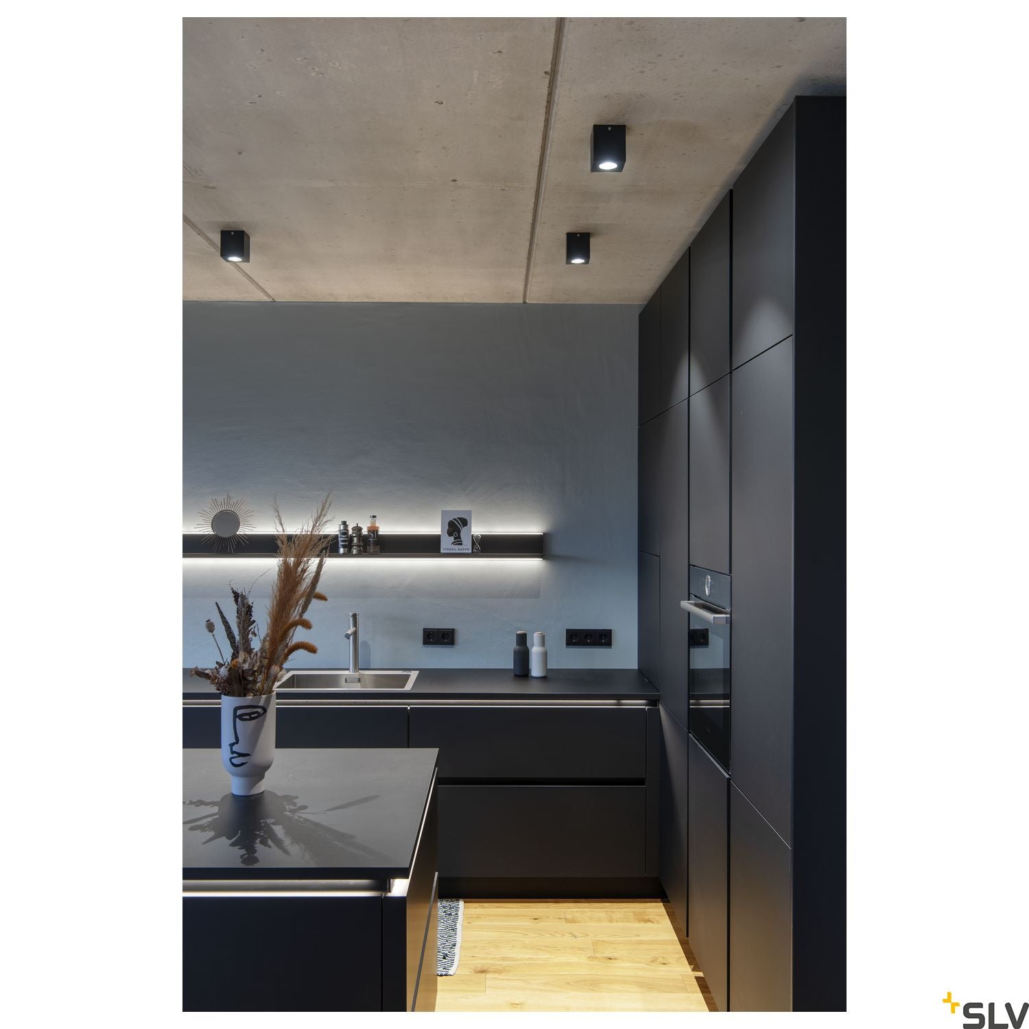 SLV TRILEDO CL, indoor surface-mounted ceiling light, QPAR51, black, max 10W 1002013