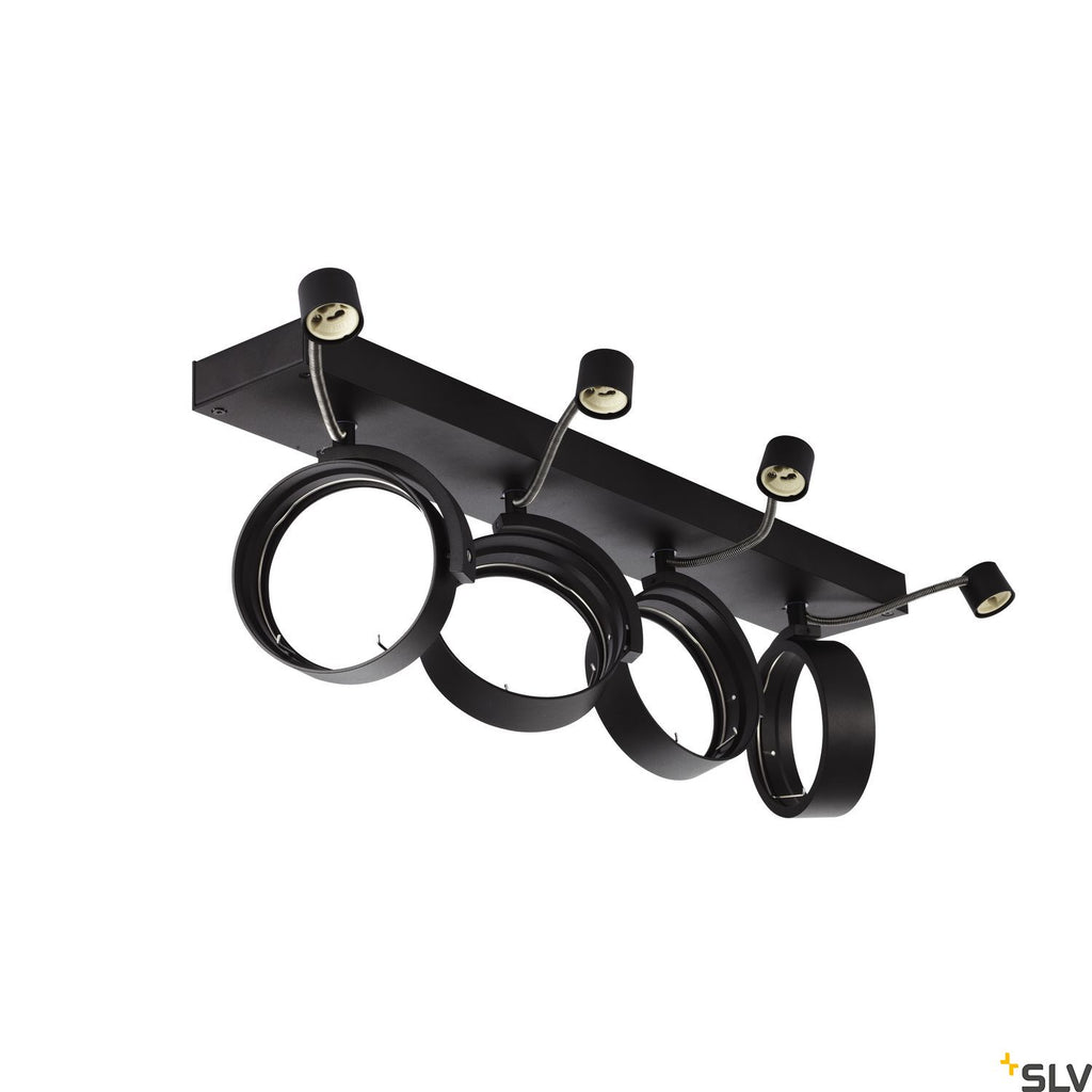 SLV KALU CW, indoor surface-mounted wall and ceiling light, quad, QPAR111 black 4x75W 1002023