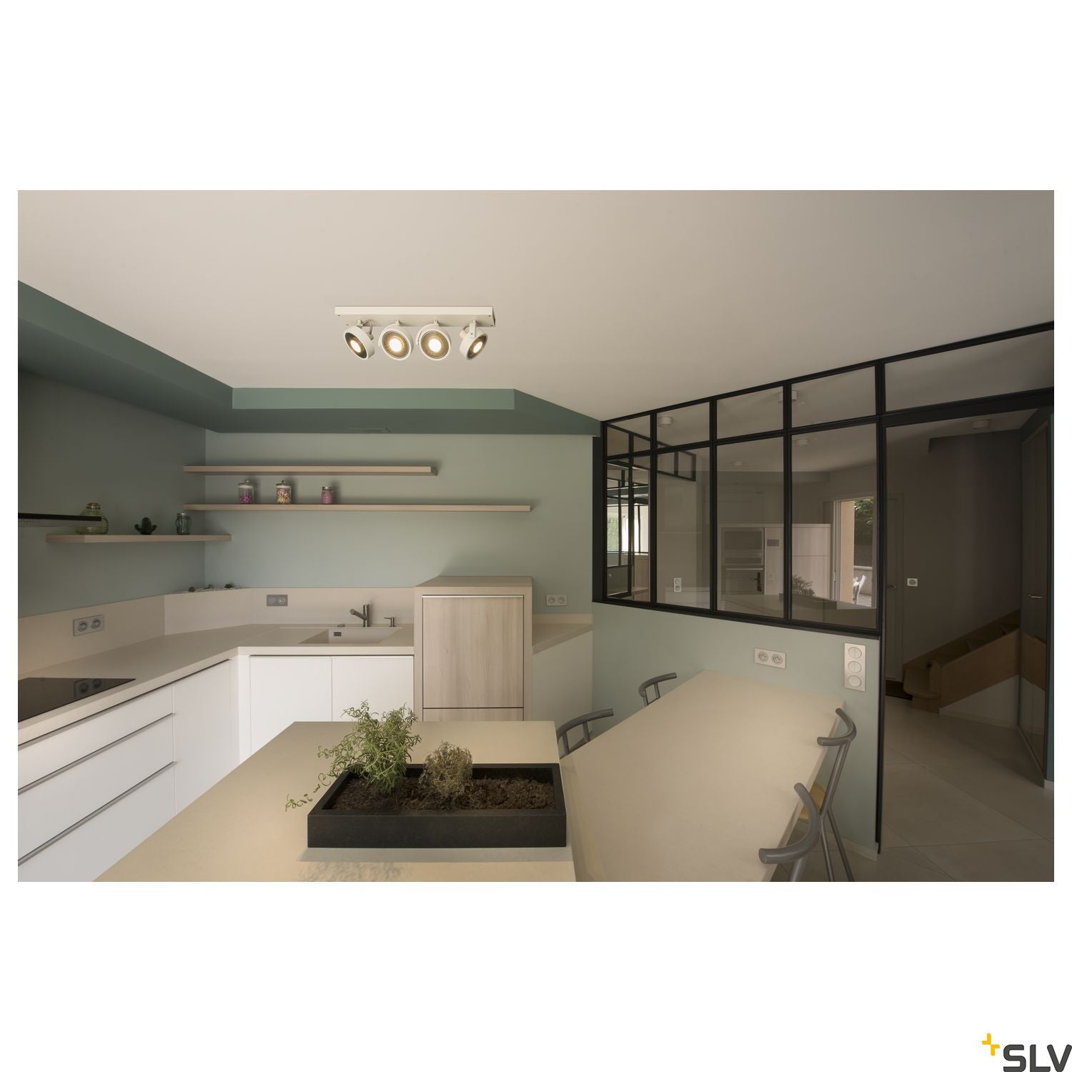 SLV KALU CW, indoor surface-mounted wall and ceiling light, quad, QPAR111 white 4x75W 1002024