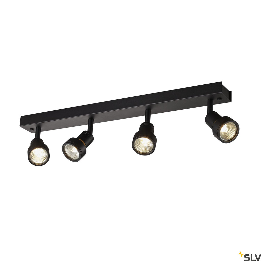SLV PURI CW, Indoor surface-mounted wall and ceiling light, quad, QPAR51, black, 4x50W 1002029
