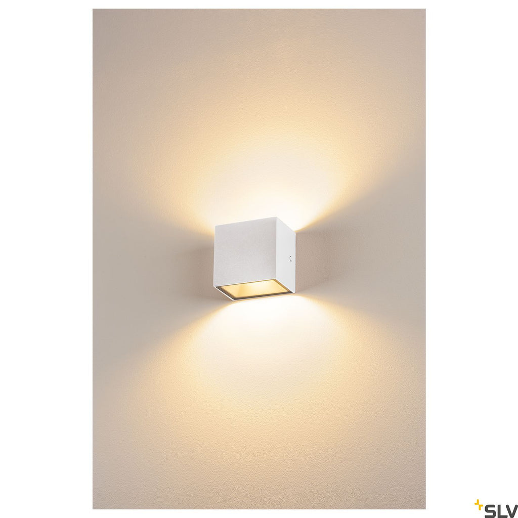 SLV SITRA CUBE WL, LED outdoor surface-mounted wall and ceiling light, white, IP44, 3000K, 10W 1002033