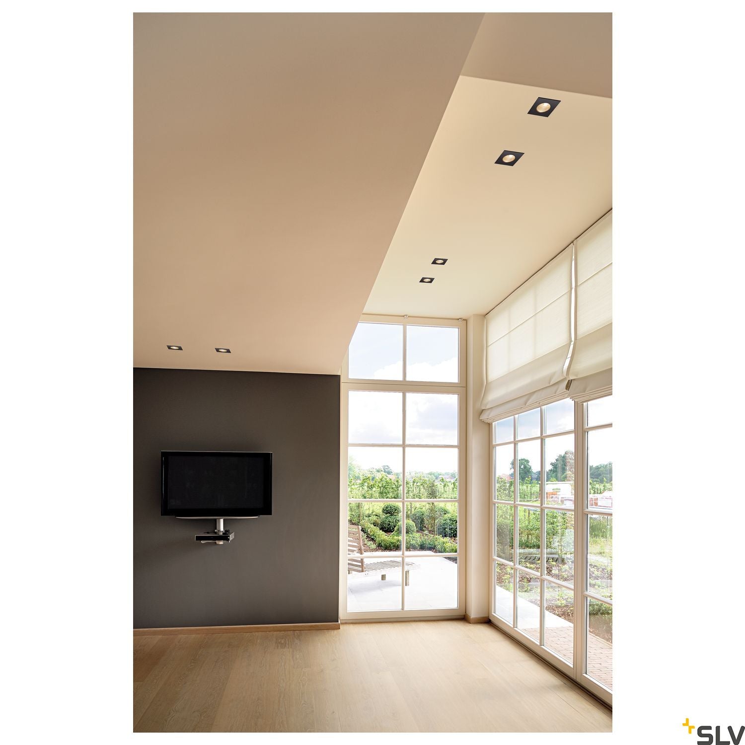 SLV PATTA-I, LED outdoor recessed ceiling light, angular DL IP65 black 1800-3000K 1002101
