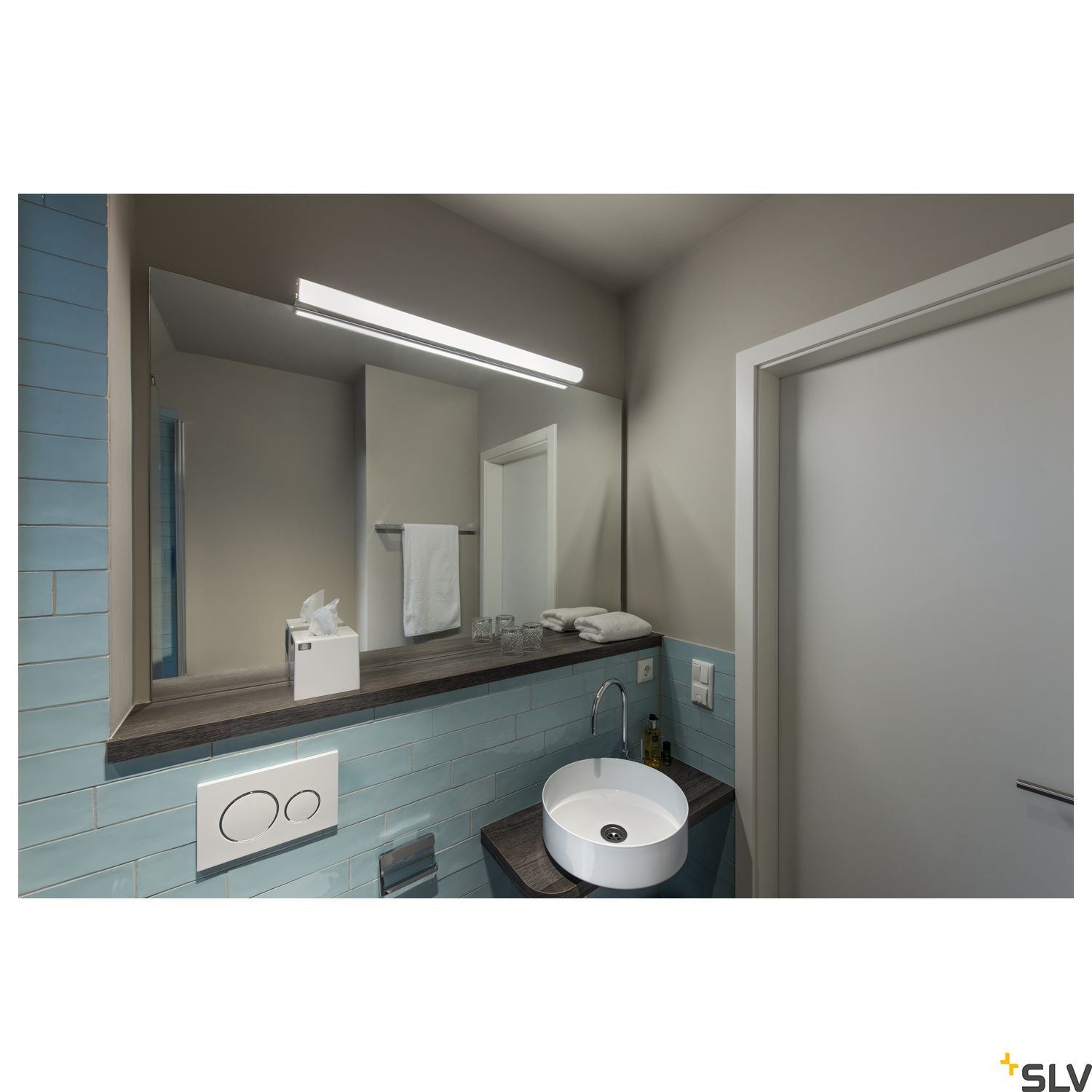 SLV MARYLIN, LED Outdoor surface-mounted wall light, chrome, IP44, 3000K, 21W 1002192